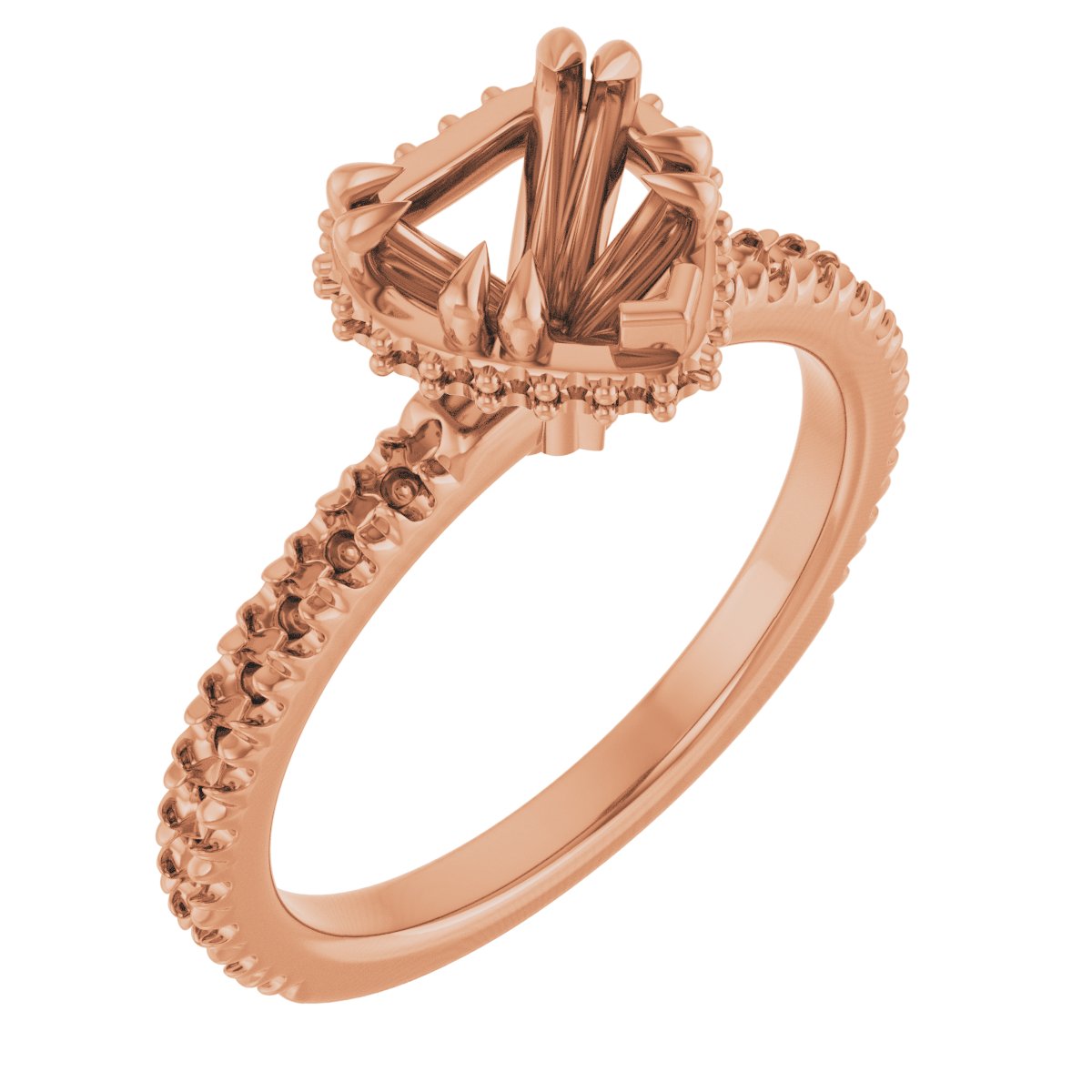 Double-Claw Hidden Halo-Style Engagement Ring