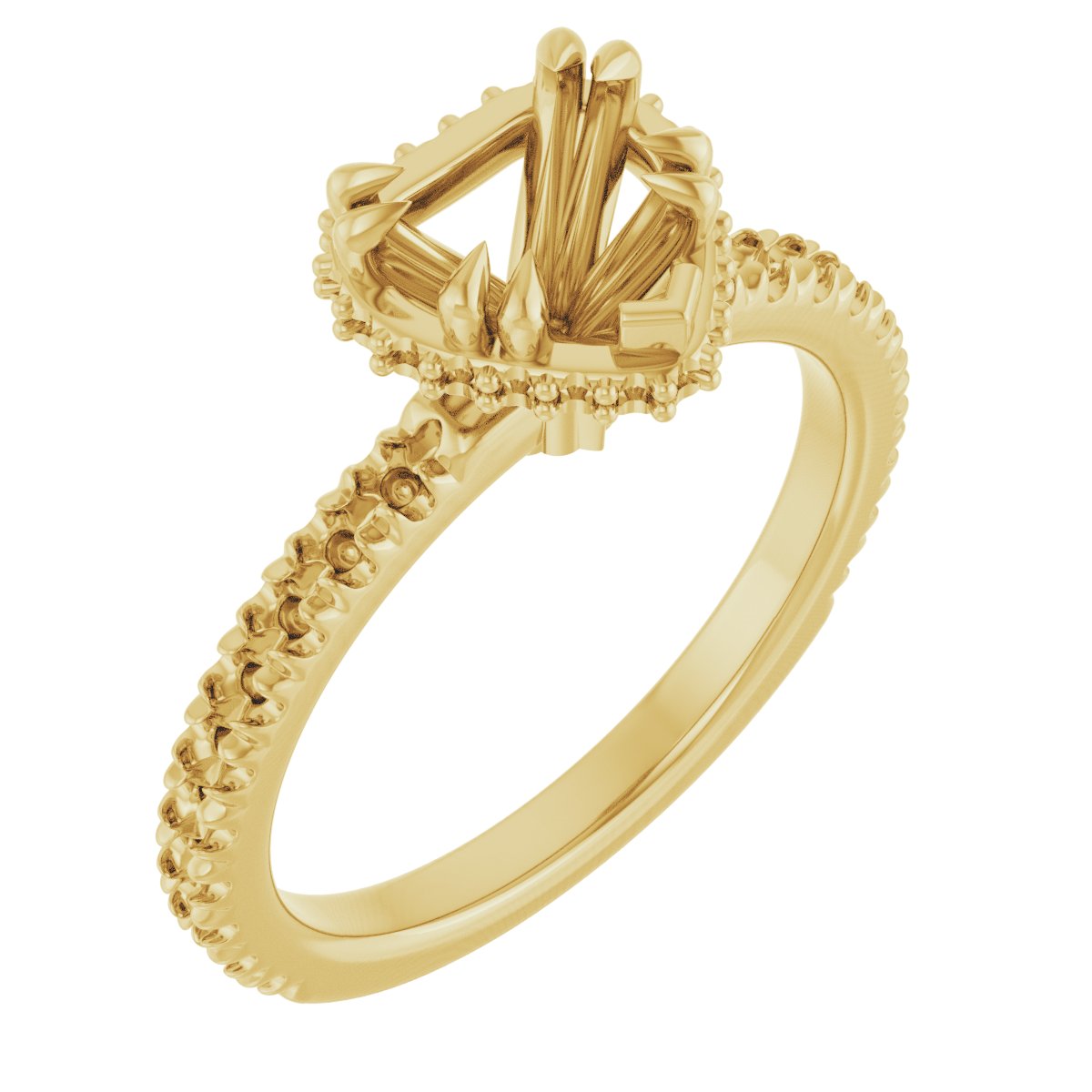 Double-Claw Hidden Halo-Style Engagement Ring