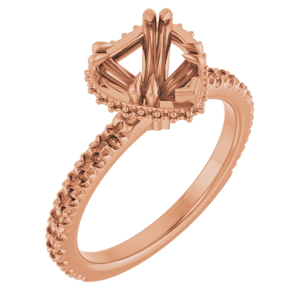 Double-Claw Hidden Halo-Style Engagement Ring
