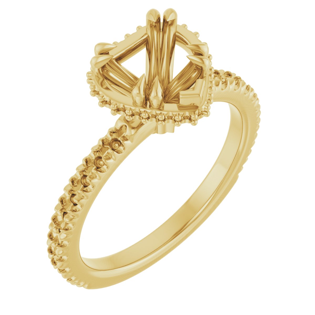 Double-Claw Hidden Halo-Style Engagement Ring