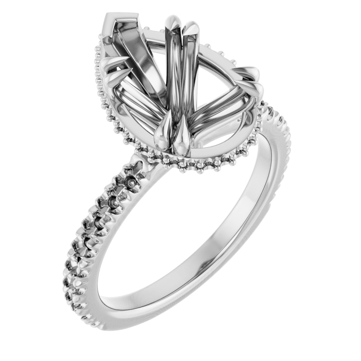 Double-Claw Hidden Halo-Style Engagement Ring