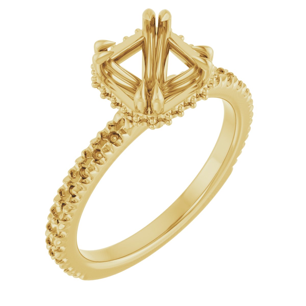 Double-Claw Hidden Halo-Style Engagement Ring