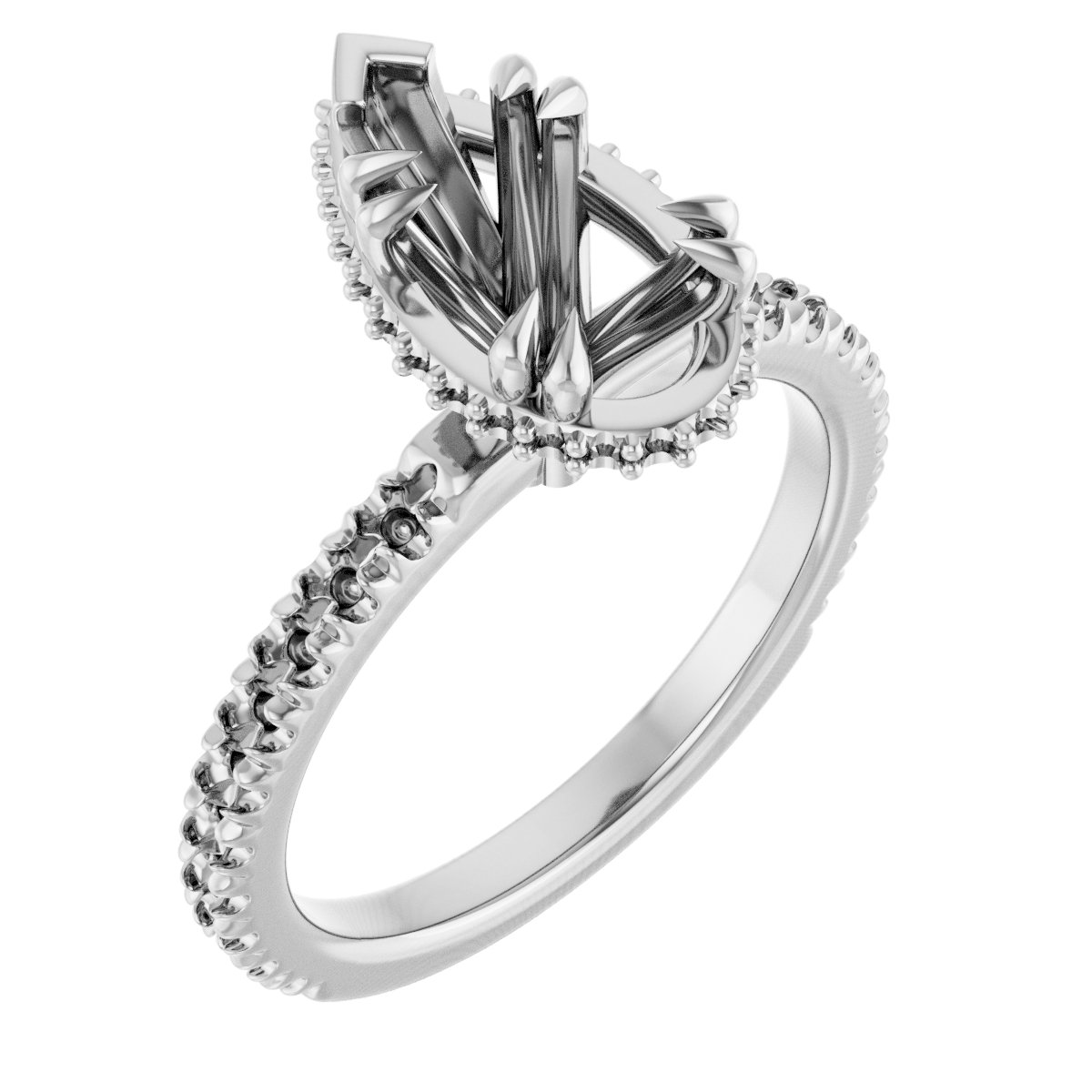 Double-Claw Hidden Halo-Style Engagement Ring