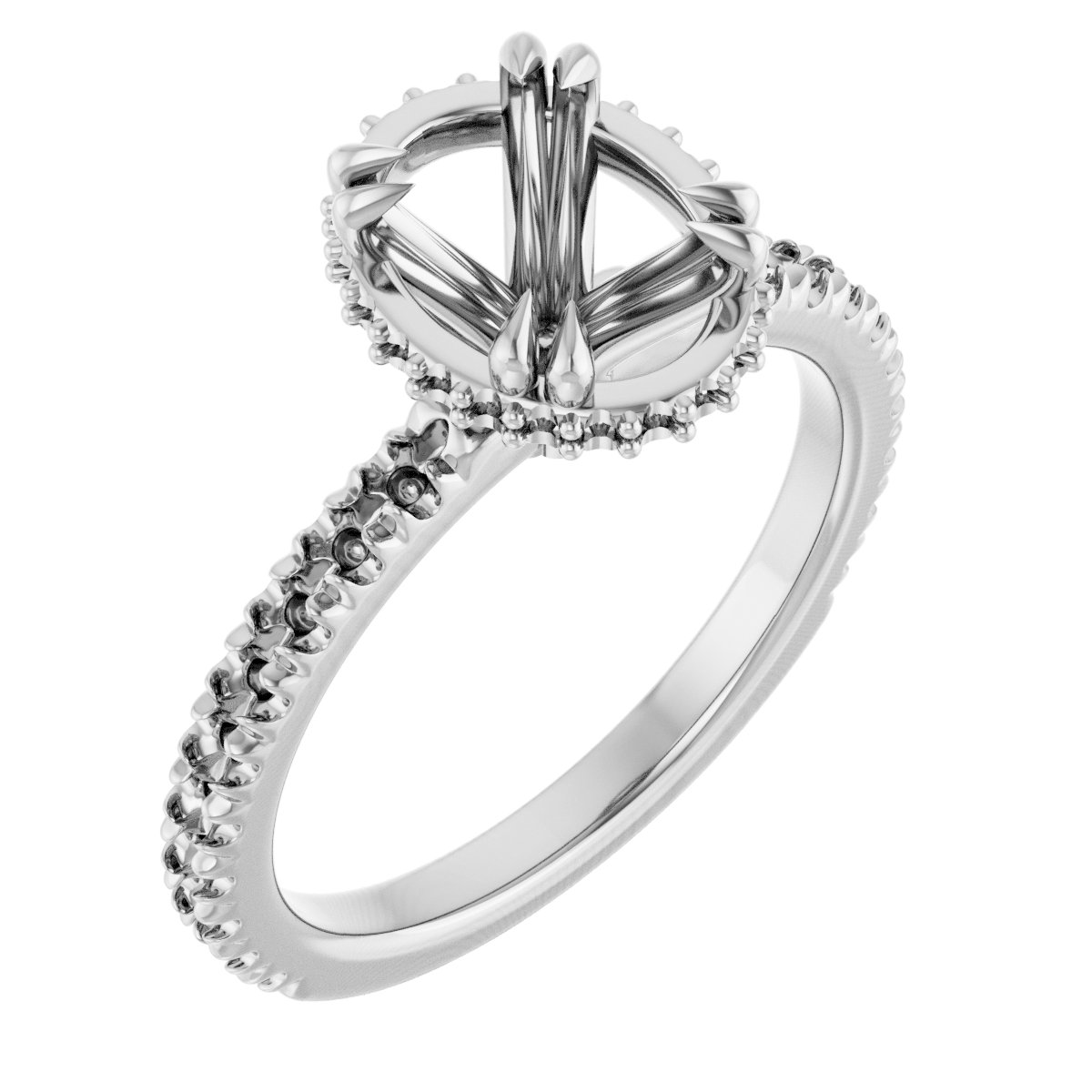 Double-Claw Hidden Halo-Style Engagement Ring