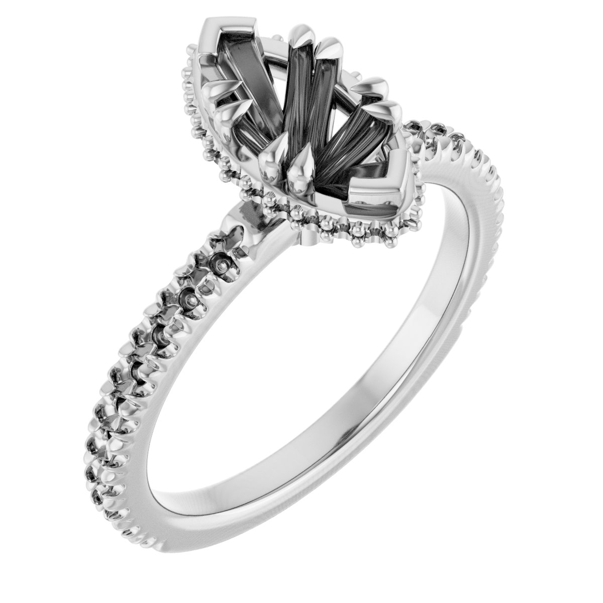Double-Claw Hidden Halo-Style Engagement Ring