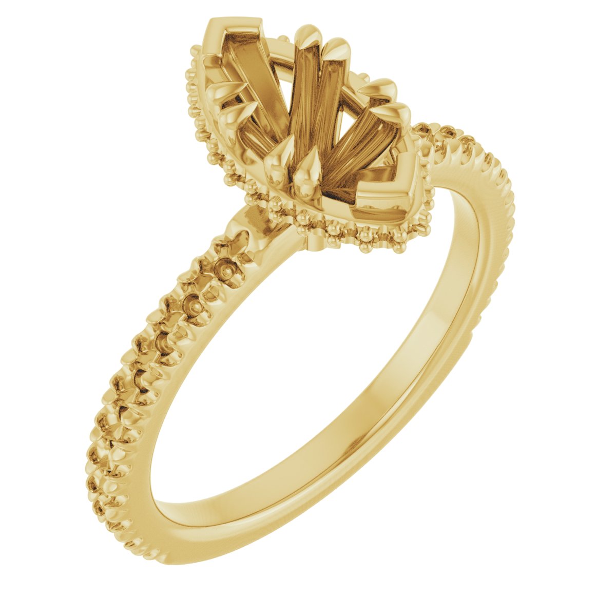 Double-Claw Hidden Halo-Style Engagement Ring