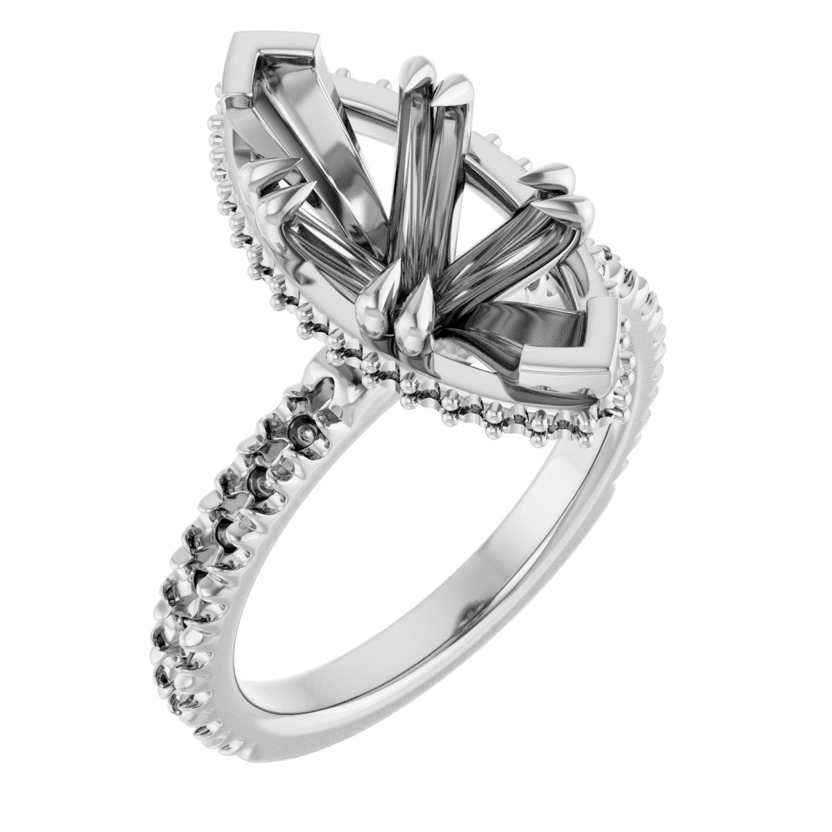 Double-Claw Hidden Halo-Style Engagement Ring