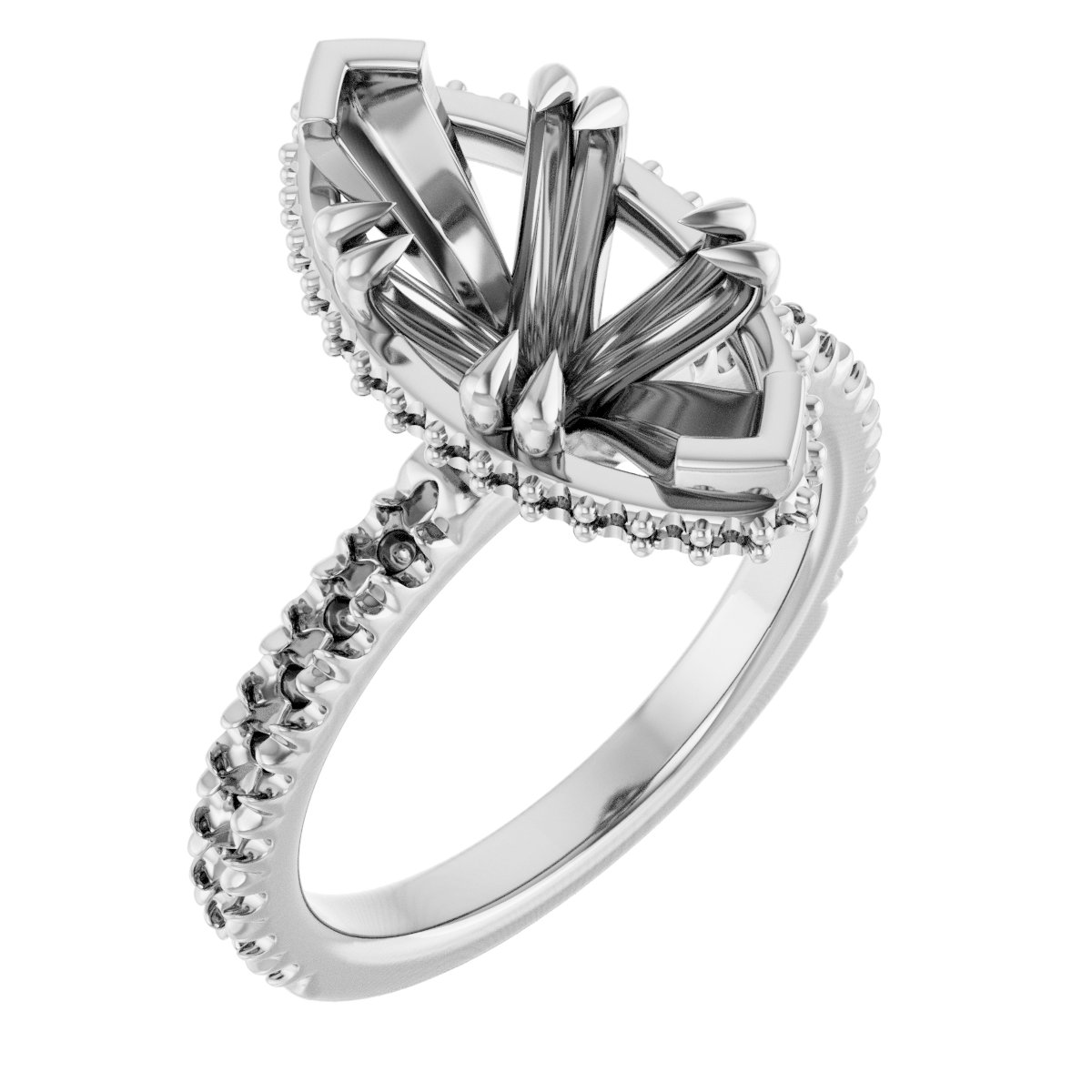 Double-Claw Hidden Halo-Style Engagement Ring