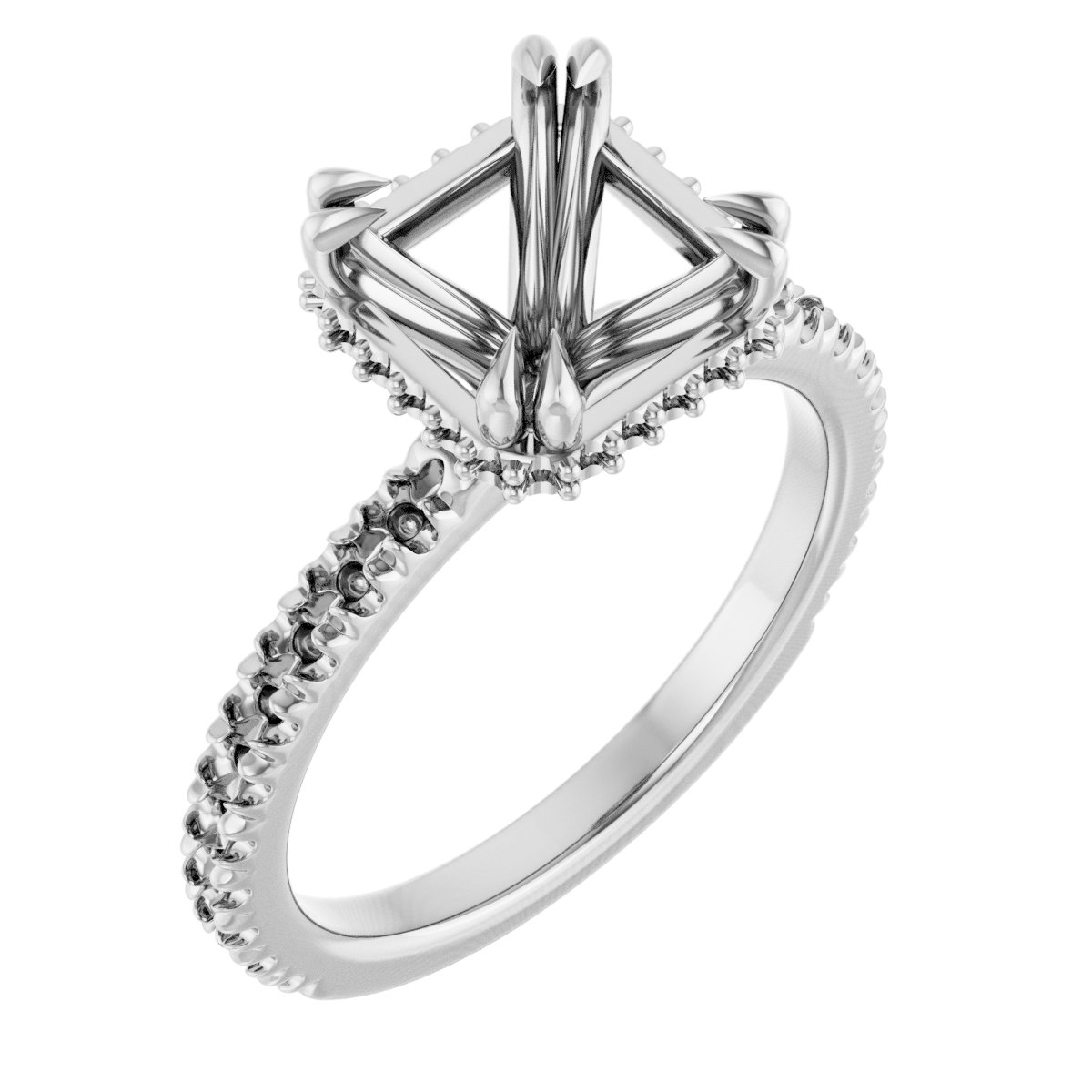 Double-Claw Hidden Halo-Style Engagement Ring