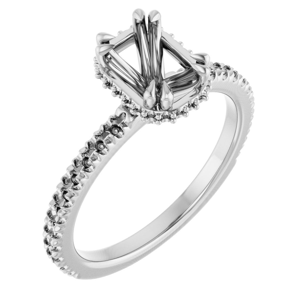 Double-Claw Hidden Halo-Style Engagement Ring
