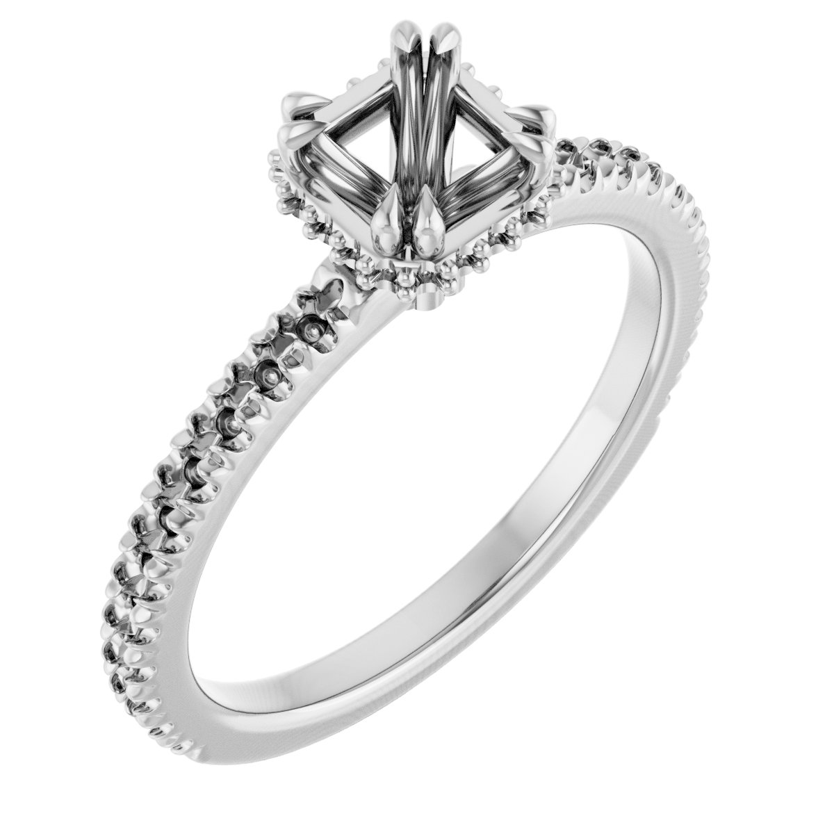 Double-Claw Hidden Halo-Style Engagement Ring