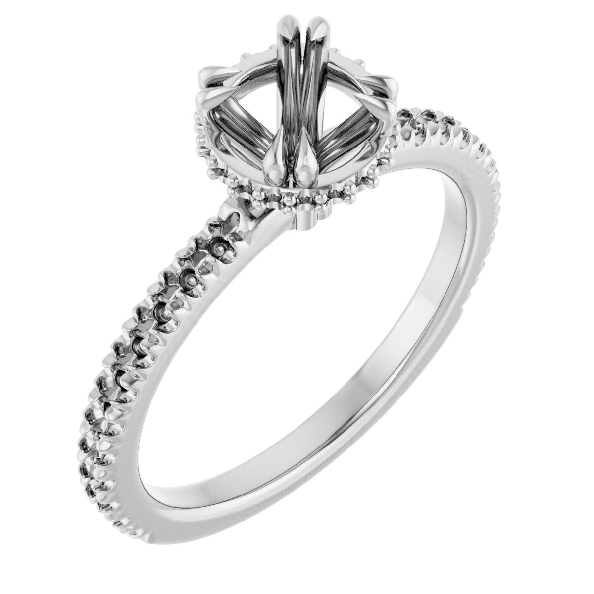 Double-Claw Hidden Halo-Style Engagement Ring