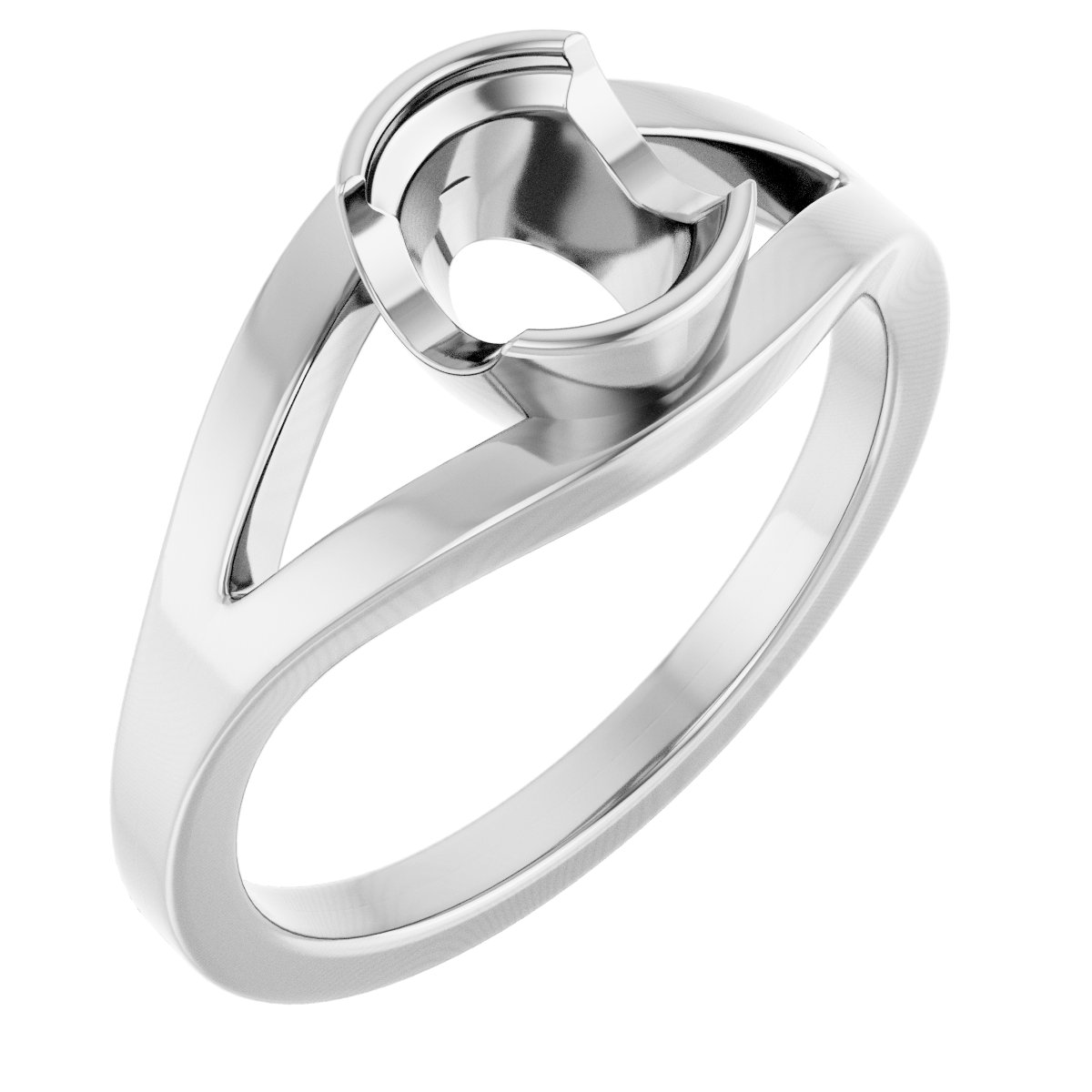 Half Bezel Solitaire Engagement Ring or Band