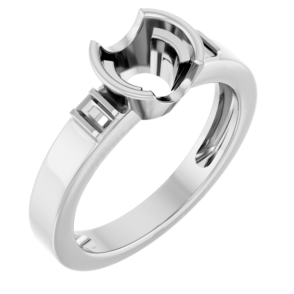 Half Bezel Accented Engagement Ring or Band