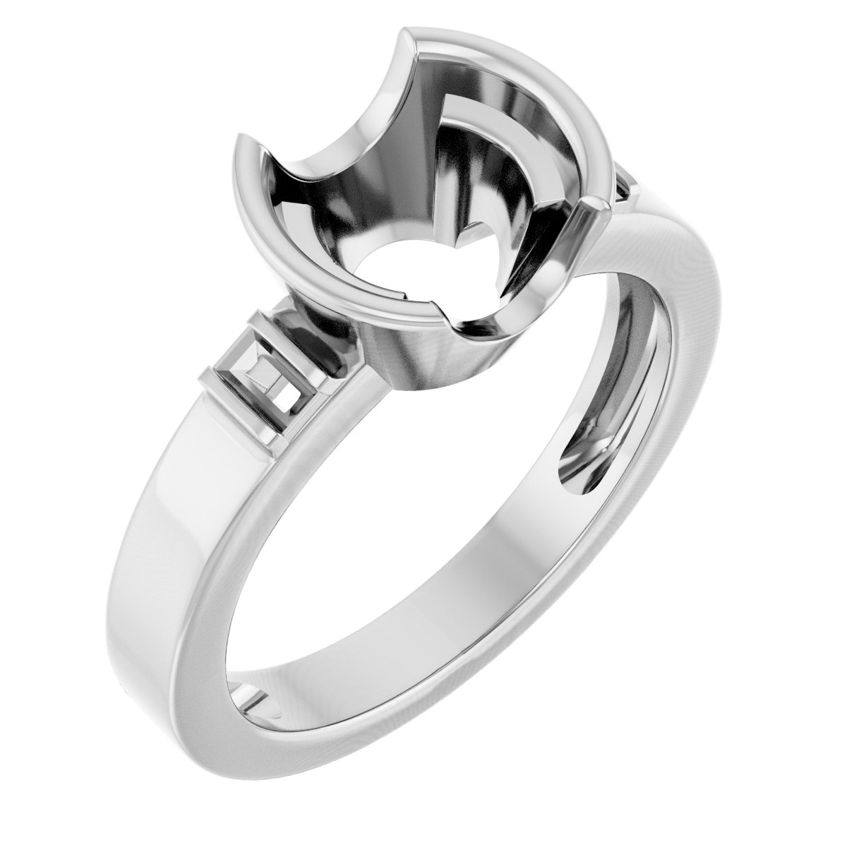 Half Bezel Accented Engagement Ring or Band