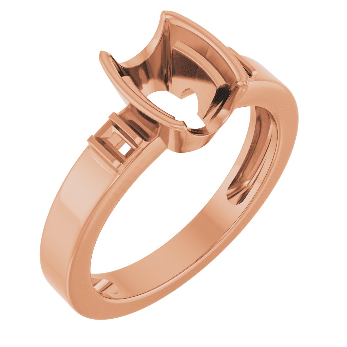 Half Bezel Accented Engagement Ring or Band