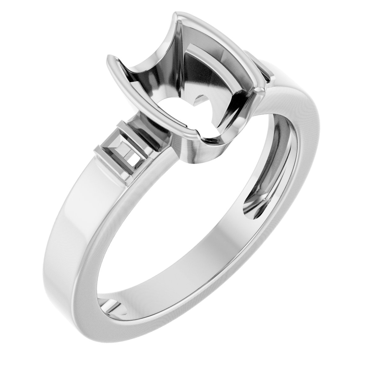 Half Bezel Accented Engagement Ring or Band