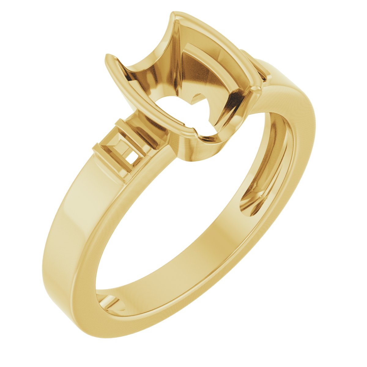 Half Bezel Accented Engagement Ring or Band