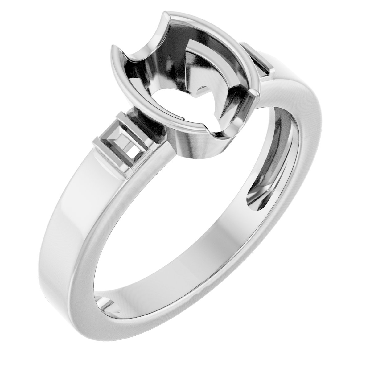 Half Bezel Accented Engagement Ring or Band