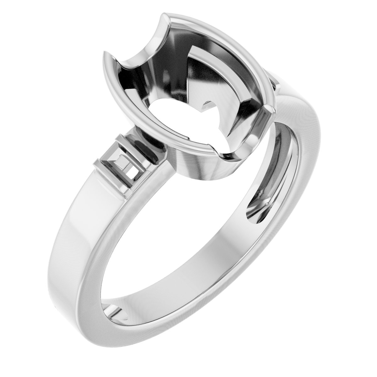 Half Bezel Accented Engagement Ring or Band