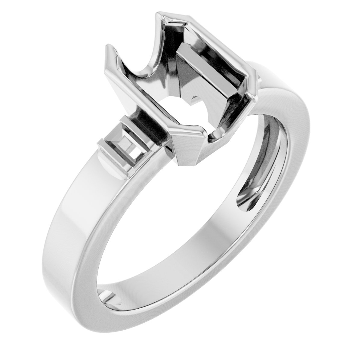 Half Bezel Accented Engagement Ring or Band
