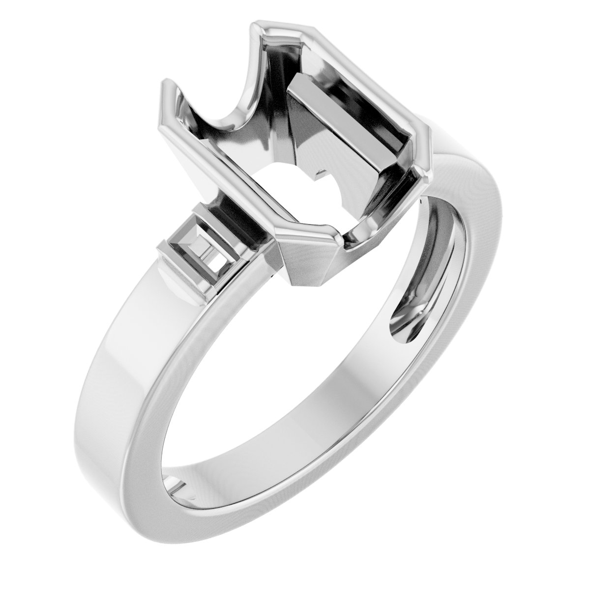Half Bezel Accented Engagement Ring or Band