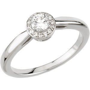 14K White .33CTW Diamond Halo Style Engagement Ring Ref 3015516