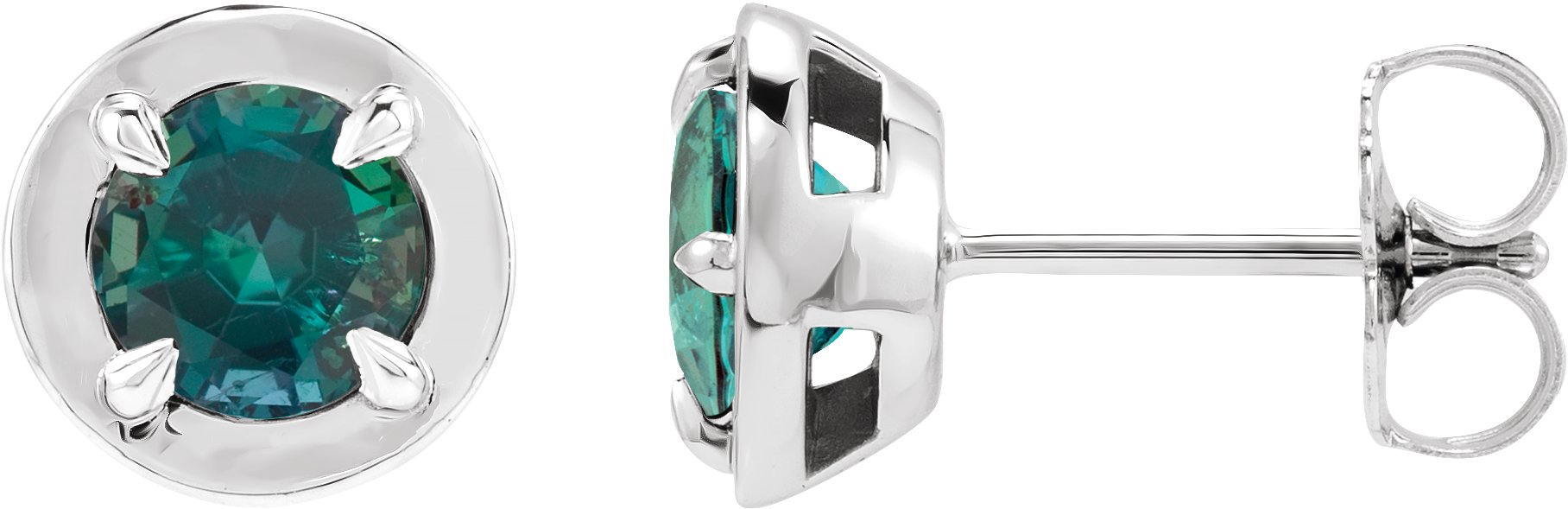 Round 4-Prong Claw Bezel-Style Stud Earrings