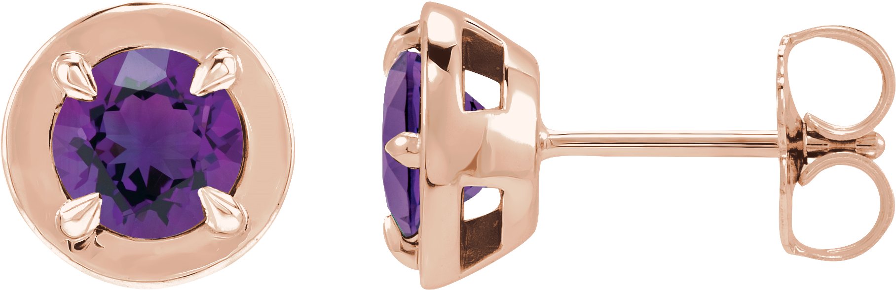 Round 4-Prong Claw Bezel-Style Stud Earrings