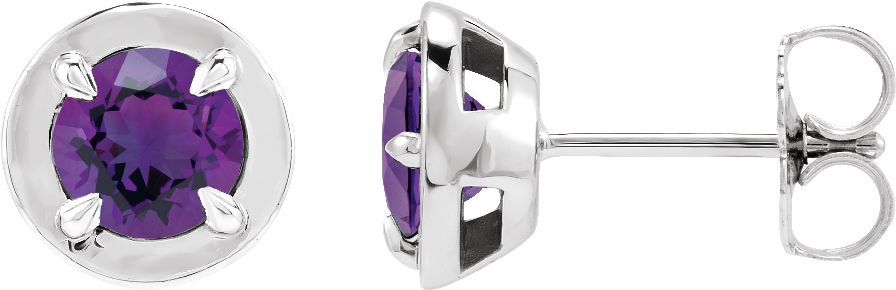 Round 4-Prong Claw Bezel-Style Stud Earrings