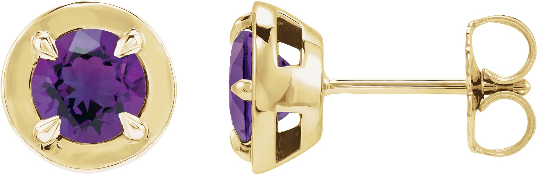 Round 4-Prong Claw Bezel-Style Stud Earrings