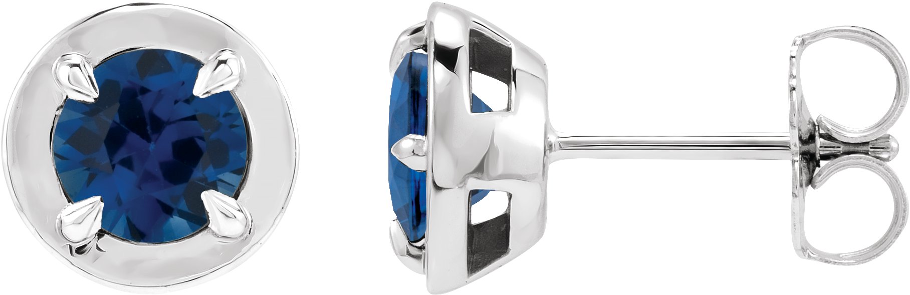 Round 4-Prong Claw Bezel-Style Stud Earrings