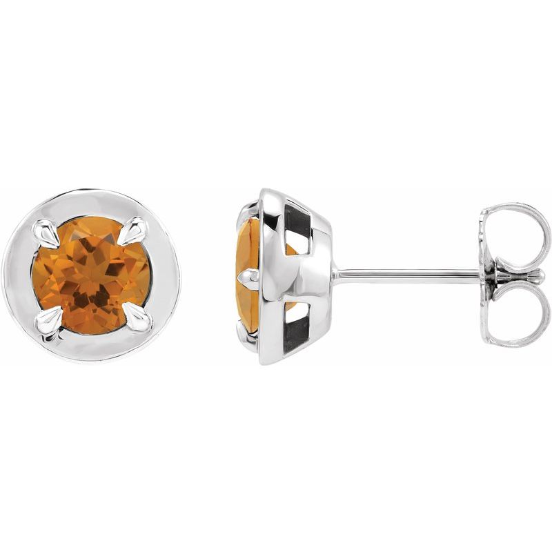 Round 4-Prong Claw Bezel-Style Stud Earrings