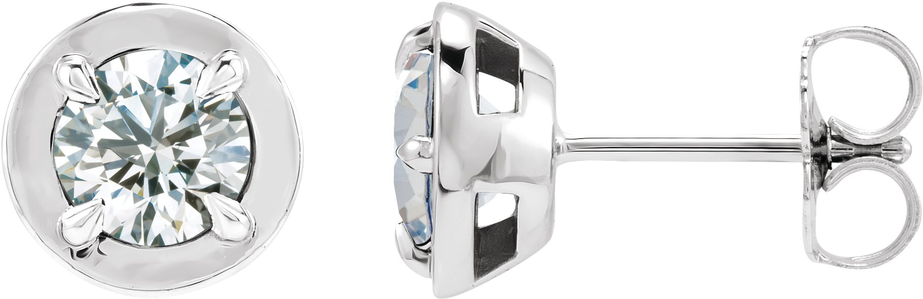 Round 4-Prong Claw Bezel-Style Stud Earrings