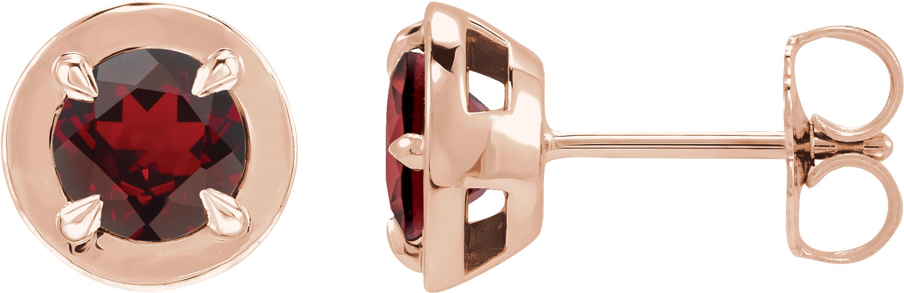 Round 4-Prong Claw Bezel-Style Stud Earrings