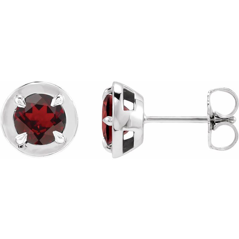 Round 4-Prong Claw Bezel-Style Stud Earrings
