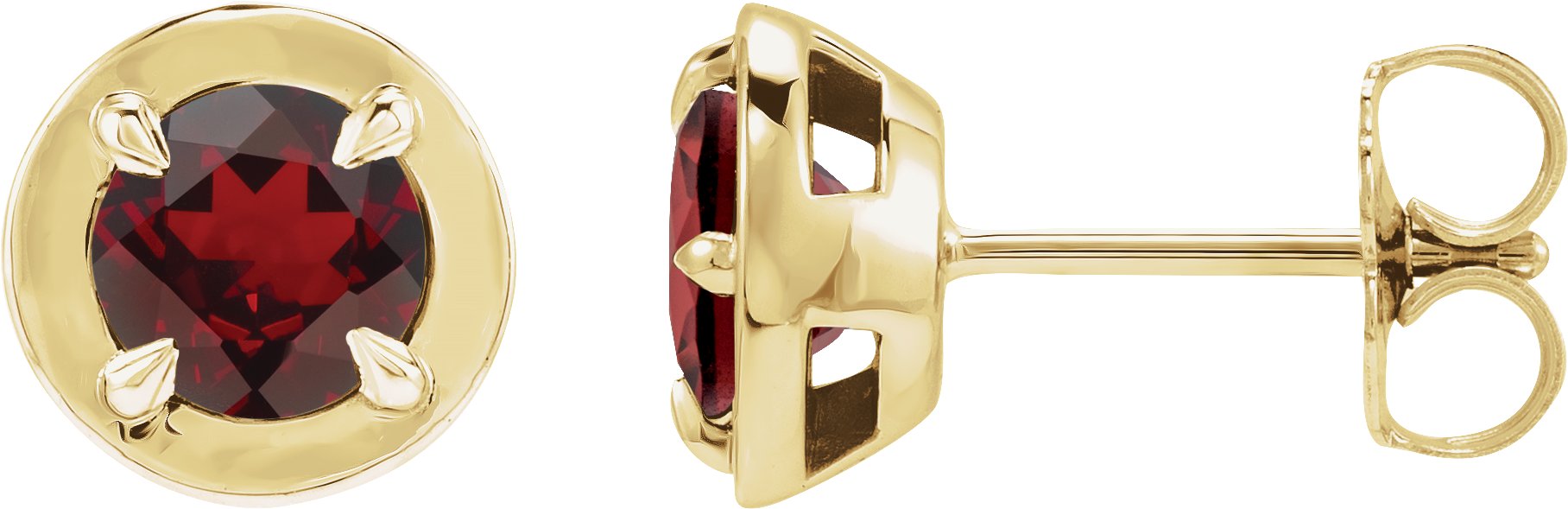 Round 4-Prong Claw Bezel-Style Stud Earrings