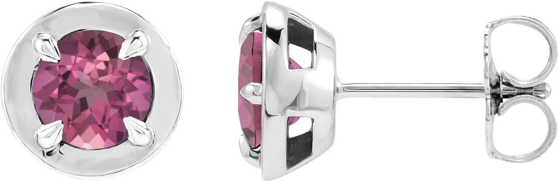 Round 4-Prong Claw Bezel-Style Stud Earrings