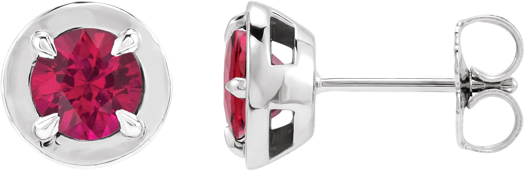 Round 4-Prong Claw Bezel-Style Stud Earrings