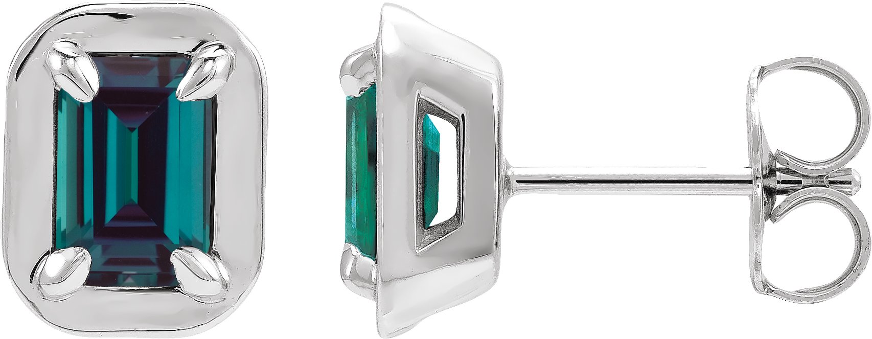 Round 4-Prong Claw Bezel-Style Stud Earrings