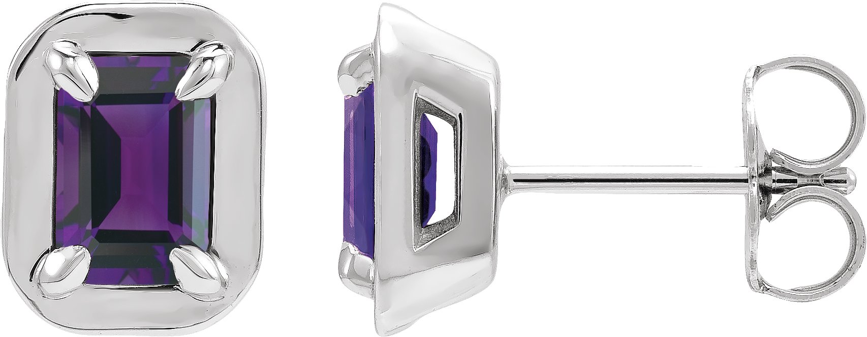 Round 4-Prong Claw Bezel-Style Stud Earrings