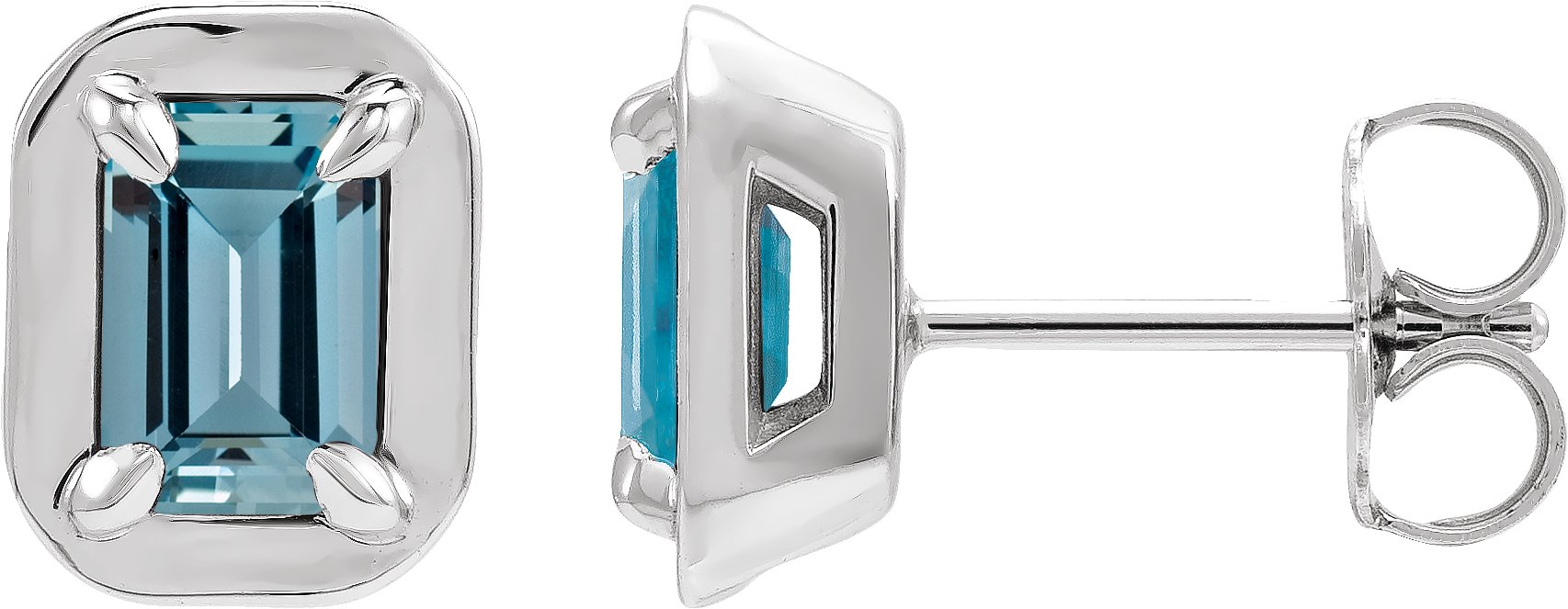Round 4-Prong Claw Bezel-Style Stud Earrings