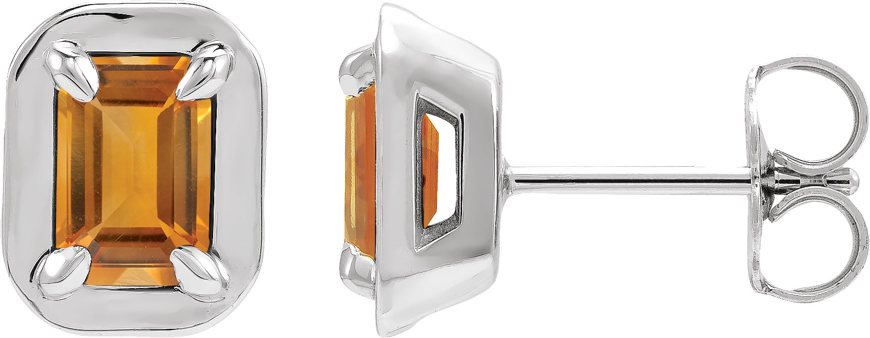 Round 4-Prong Claw Bezel-Style Stud Earrings