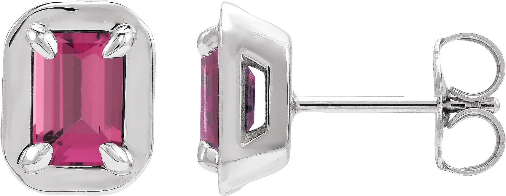 Round 4-Prong Claw Bezel-Style Stud Earrings