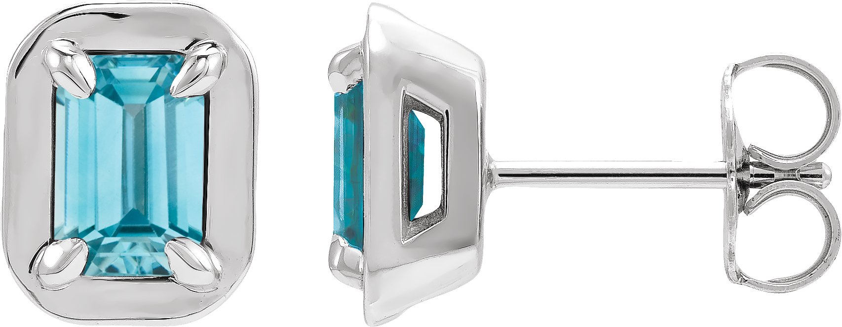 Round 4-Prong Claw Bezel-Style Stud Earrings