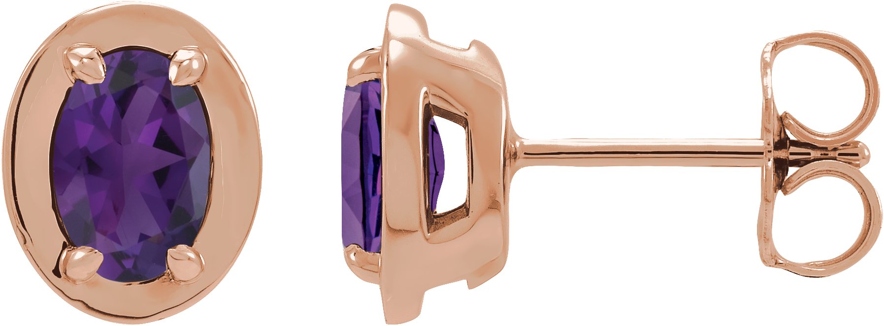 Round 4-Prong Claw Bezel-Style Stud Earrings