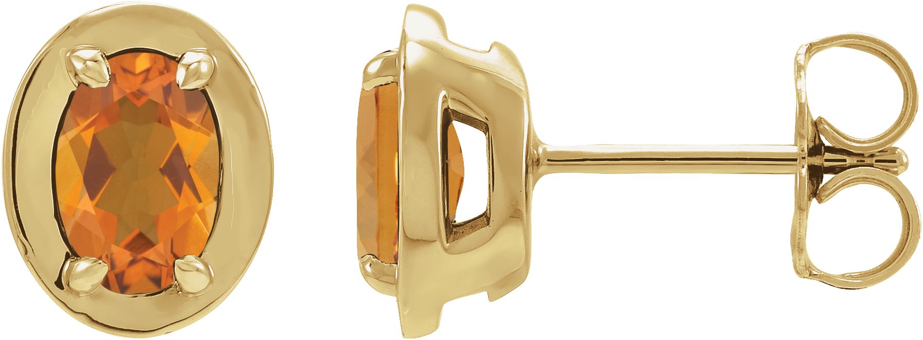 Round 4-Prong Claw Bezel-Style Stud Earrings
