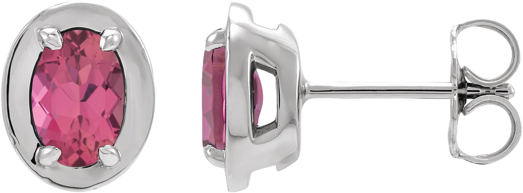 Round 4-Prong Claw Bezel-Style Stud Earrings