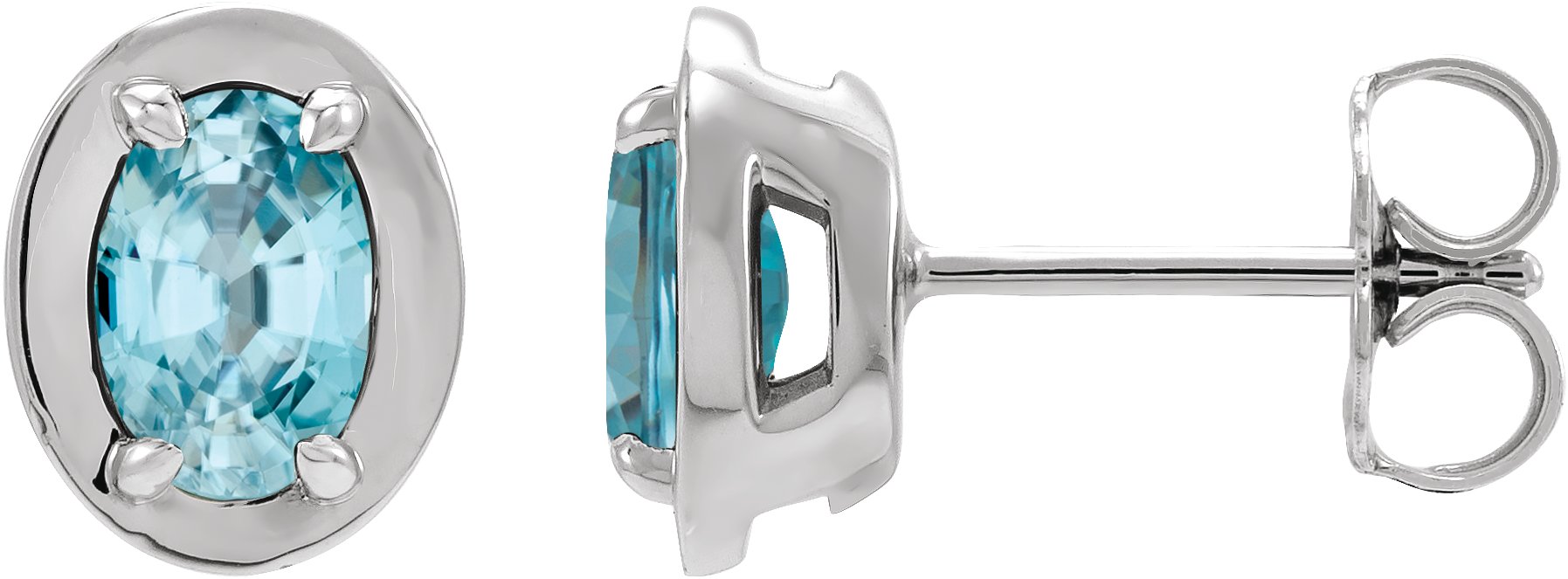 Round 4-Prong Claw Bezel-Style Stud Earrings