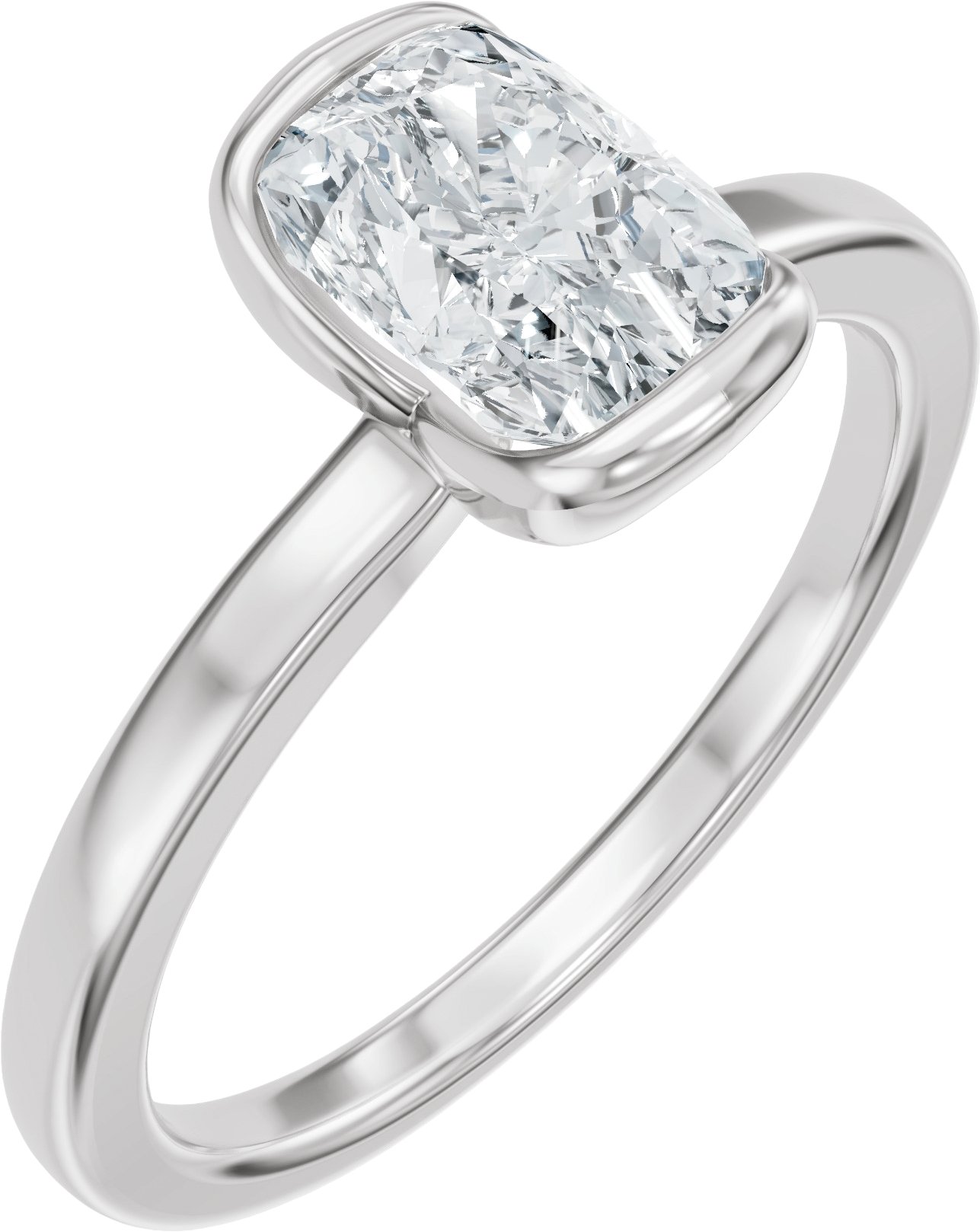 Half Bezel Solitaire Engagement Ring or Band